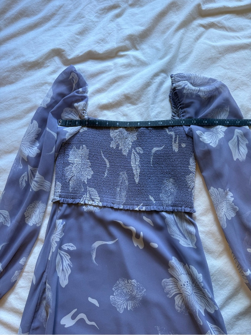 Wilfred Lavender Floral Smocked Off-Shoulder Dress